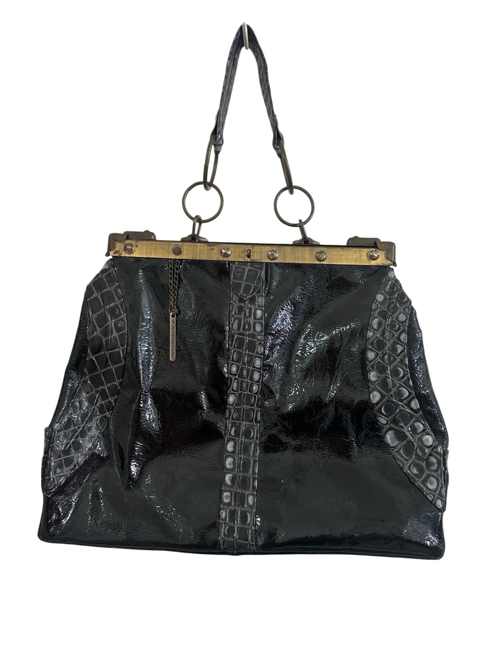 Vintage Zarona Italian Patent Leather Industrial Top Doctor Style Bag